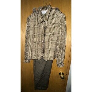 Maggy London Blouse 100% Silk Long Sleeve Button-Up Vintage SZ 14 & Dress Pants